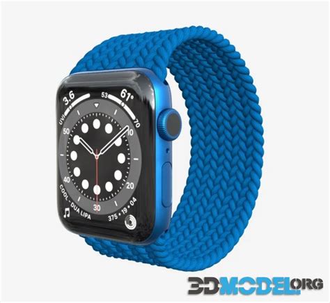 3d Model Apple Watch Series 6 Braided Solo Loop Blue Pbr