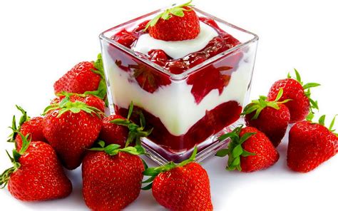 Wallpaper Food Fruit Strawberries Whipped Cream Cream Parfait