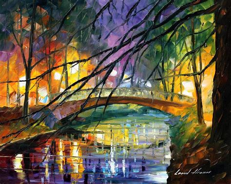Enigmatic Bridge Palette Knife Oil Painting On Canvas By Leonid