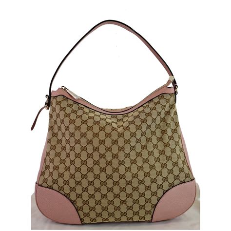 Gucci Large Bree Gg Canvas Hobo Bag Pink 449244
