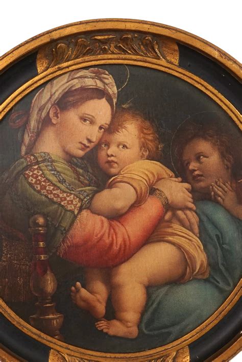 Antique Raphael Madonna Of The Chair Virgin Mary And Child Christ