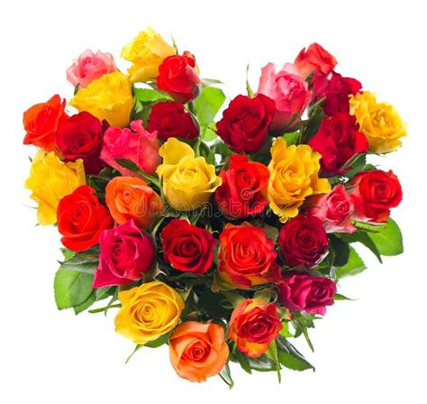 Bouquet Of Colorful Assorted Roses In Heart Shape Royalty Free Stock