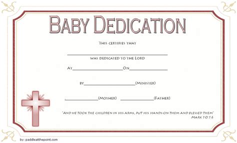 Baby Dedication Certificate Template 3 Paddle Templat