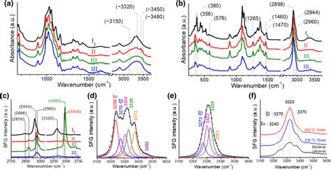 a IR b Raman c SFG spectra of cellulose Iβ II IIII and IIIII Lee