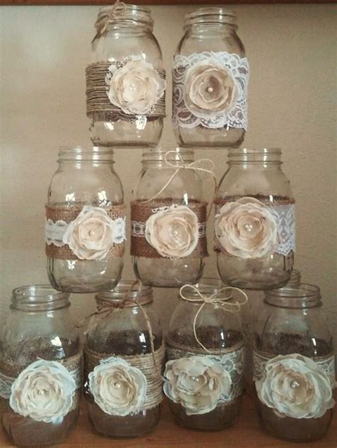 10 Shabby Chic Mason Jar Sleeves Rustic Wedding Centerpieces Rustic