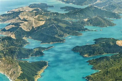 Neuseeland Südinsel Marlborough Sounds Luftaufnahme Der Fjorde Bei