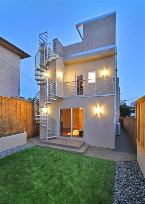 Contemporary Home Exterior With Spiral Staircase Contemporary House