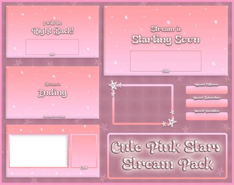 Cute Pink Stars Stream Overlay Pack Starting Soon Brb Etsy