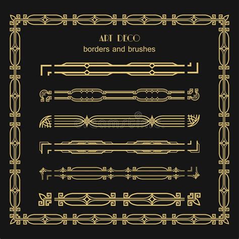 Set Of Art Deco Corner Elements Borders And Brushes Frame Patterns And