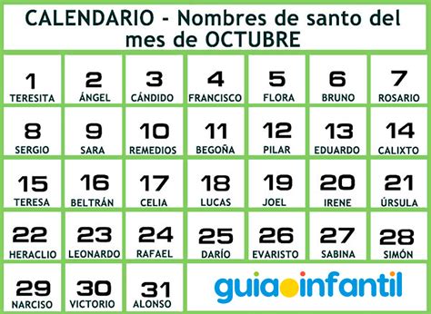 Santoral De Octubre Calendario Con Nombres De Santos Para Tu Bebé