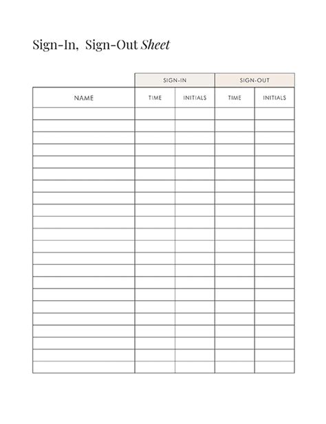 Printables Sign In And Out Sheet Hp® Official Site
