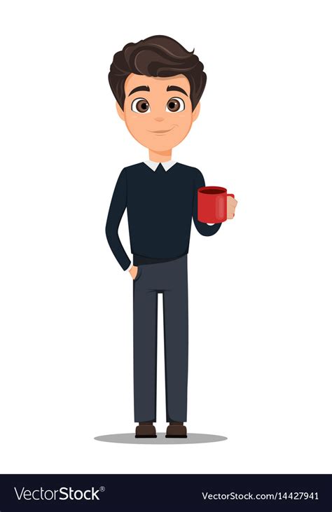 Business Man Cartoon Character Young Handsome Vector Image