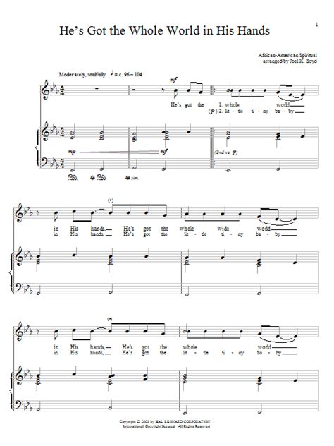Hes Got The Whole World In His Hands Sheet Music Direct