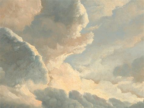 Clouds Oil Painting Cloudy Sky Antique Painting Dreamy Wall Art Vintage