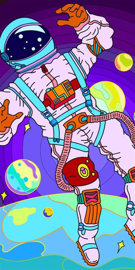 Lost In Space Adventure Astronaut Cartoon Colors Planets Space