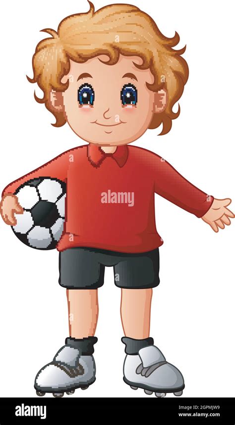 Cartoon Boy Holding Soccer Ball Stock Vector Image And Art Alamy