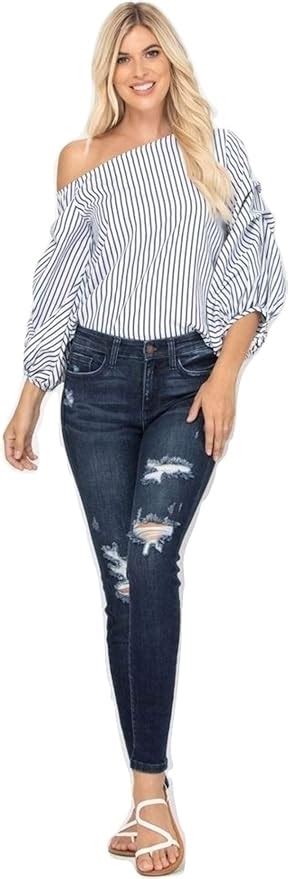 Judy Blue Mid Rise Destroyed Skinny Jean 82214PL Plus Size Great Fit