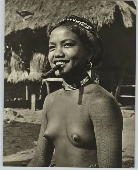 1955 JOHN EVERARD Kalinga Nude Tattoos Cigar Philippines Breasts Photo