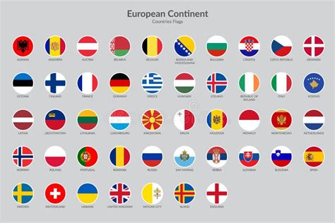 European Countries Flag Icons Collection Stock Vector Illustration Of
