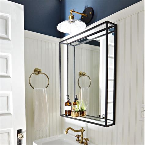 Target/home/bathroom mirror with shelf (866)‎. Bathroom Shelf Mirror | Modern Industrial Black Steel ...