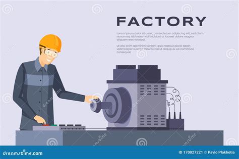 Factory Flat Banner Vector Template Workbench Operator Job Employment