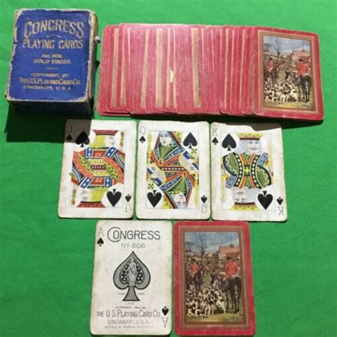 Old Antique Uspc Congress 606 Named The Meet Wide Playing Cards Hunt