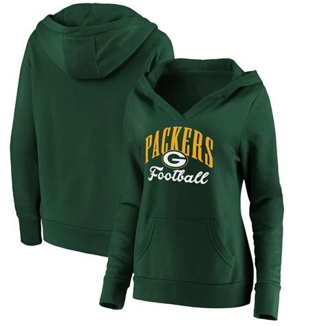 Green Bay Packers Fanatics Branded Women S Team Victory Script Crossover Pullover Hoodie Green