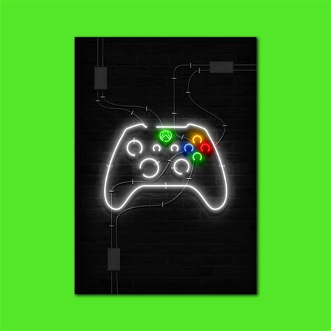 Xbox Controller Neon Sign Style Print Gaming Console 360 Etsy