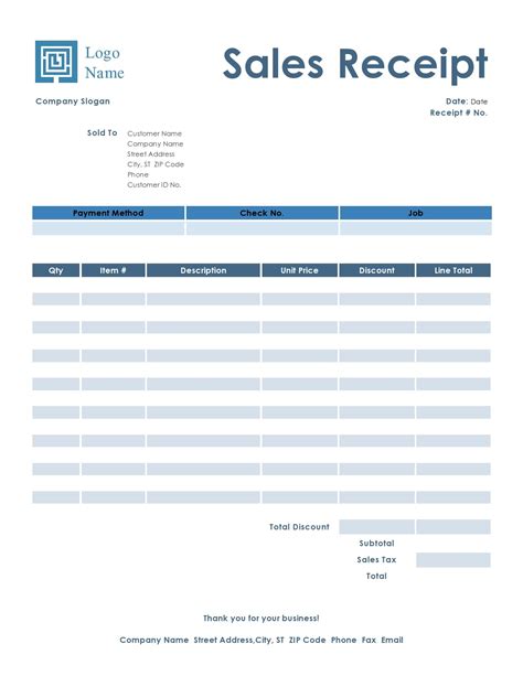 Templates Of Receipts For Services