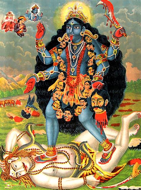 Kali Standing Over Shiva Goddess Drawing Print Poster Etsy