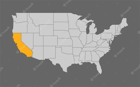 mapa de los estados unidos con california resaltado vector premium