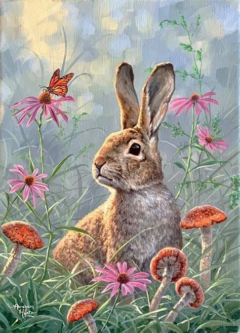 Curious Cottontail Bunny Art Painting Bunny Artwork