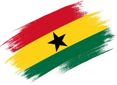 Ghana Flag With Brush Paint Textured Isolated On Png Or Transparent
