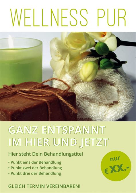 Plakat Wellness Pur Angebot Din A1 Kosmetik Wellness Massage