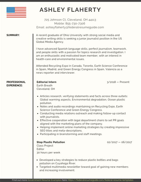 Entry Level Federal Resume Samples PDF MS Word Federal Resume Guide