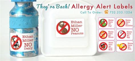 Food Allergy Alert Labels For Kids Waterproof Daycare Etsy Food