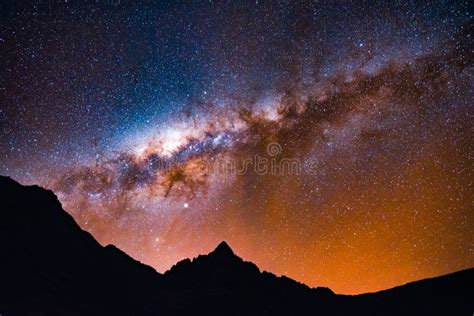 Milky Way Over Mt Ausangate And The Andes Mountains Cusco Peru Stock