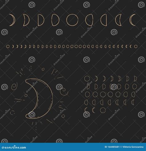 Moon Phases Moon Cycle Calendar Lunar Calendar Stock Illustration