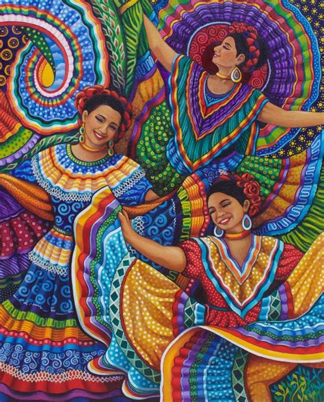 Mexican Folk Dancers Mexican Culture Art Mexican Folk Art Painting
