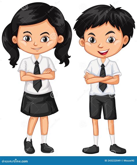 Boy And Girl In School Uniform Stock Vector Illustration Of School