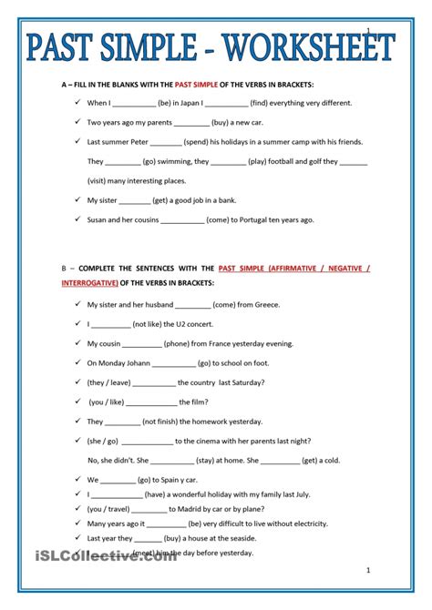 grammar  tense worksheets worksheets