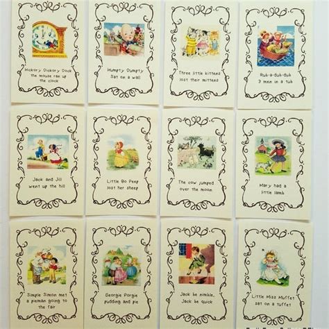 Nursery Rhyme 4x6 Inch Prints For Framing 12 Card Vintage Etsy
