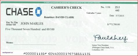 Cashiers Check Template Chase Bank Bank Check Money Template