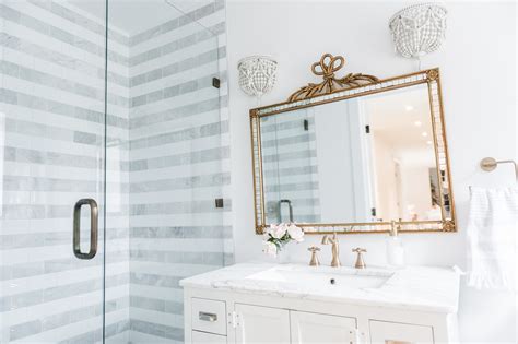 Striped Marble Bathroom Renovation Reveal The Leslie Style