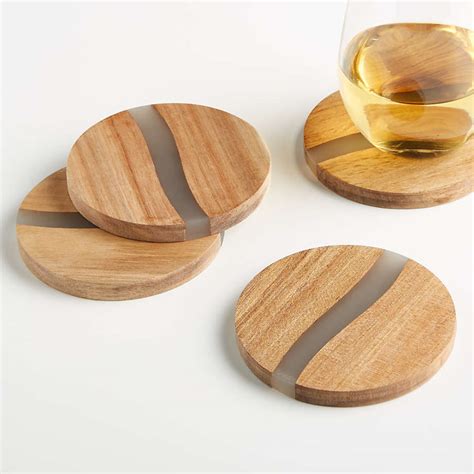 Wood And Resin Coasters Set Of 4 Reviews Crate And Barrel Canada