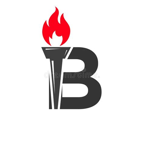 Initial Letter B Fire Torch Concept With Fire And Torch Icon Vector