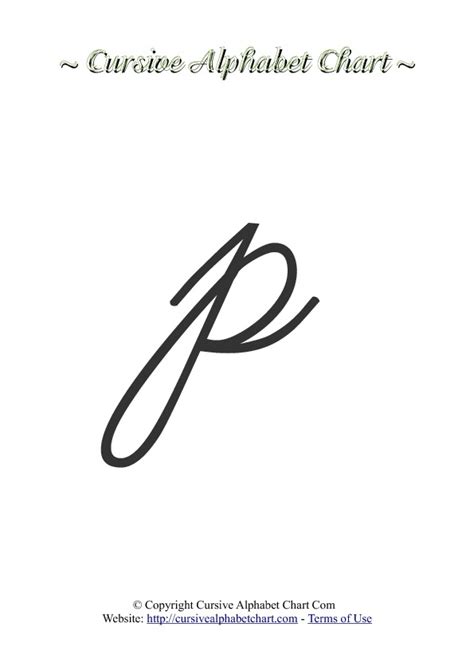 Calligraphy letters are drawn using thick and thin strokes to create shapes. Cursive Alphabets P PDF Charts | Cursive Alphabet Chart.com