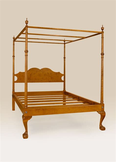 Bed frames are built to accommodate standard mattress dimensions, such as twin, twin xl, full, queen, king, and california king. Queen Size Canopy Bed Frame - Tiger Maple Wood - Poster ...