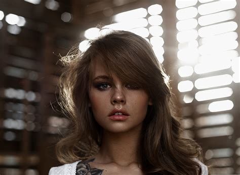 Women Long Hair Wavy Hair Anastasia Scheglova Model Face Looking