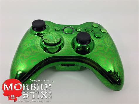 Morbidstix Custom Xbox 360 Controller Green Chrome 3 Morbidstix